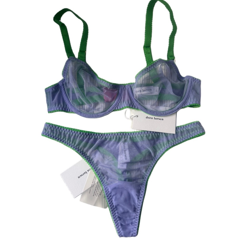 Dora Larsen Sheer Purple and Green Lingerie Set